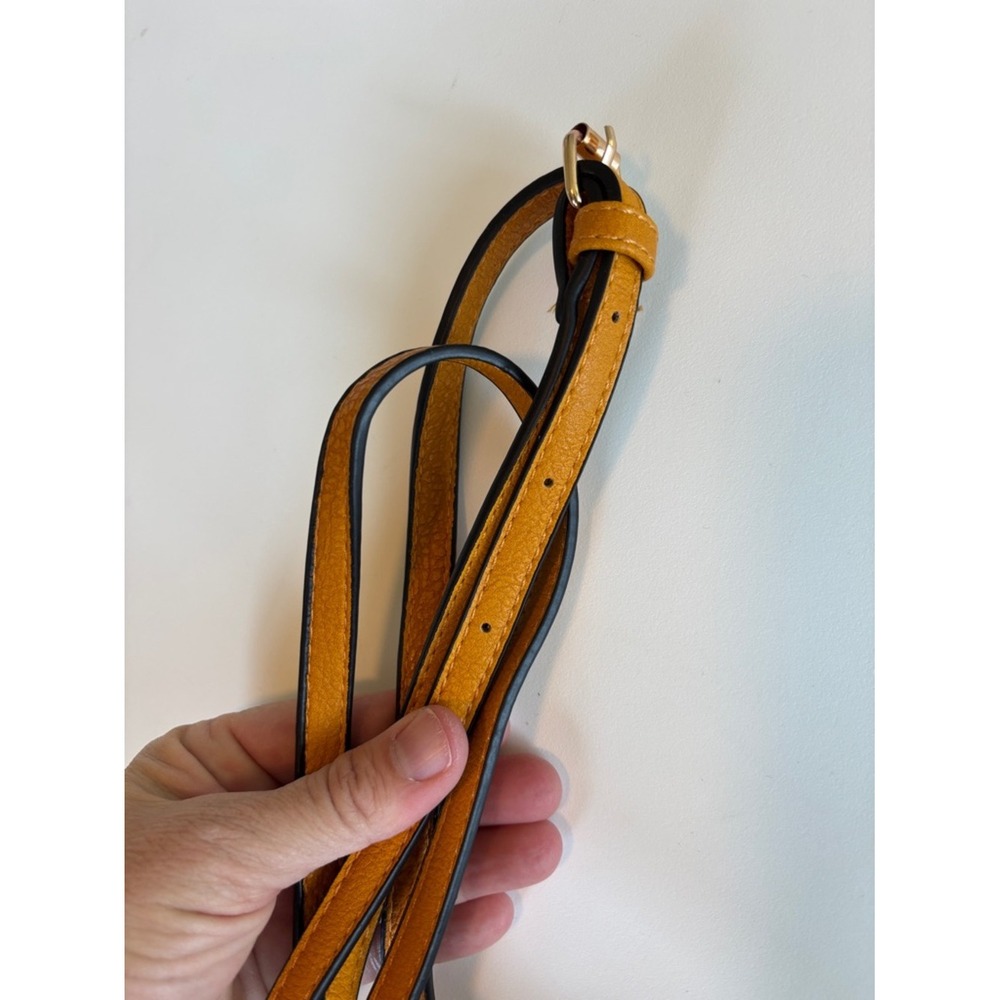 NEW Ochre Yellow Crossbody Bag Purse Vegan Leather Boho Casual Knot Consign - Picture 5 of 11